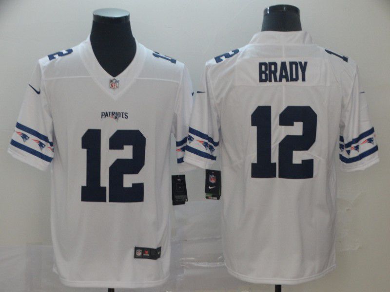 Men New England Patriots #12 Brady White team logo cool edition NFL Jerseys